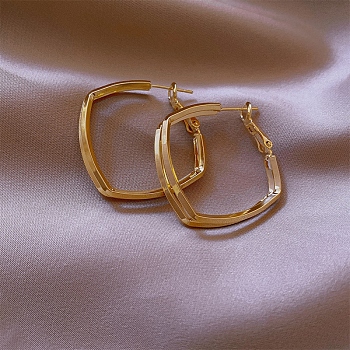 Alloy Hoop Earrings for Women, with 925 Sterling Silver Pin, Golden, 24x10mm
