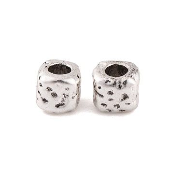 Antique Silver Alloy Tibetan Beads, Lead Free & Cadmium Free, Hole Beads, Squaren Cylinder, Antique Silver, 3.5x3.5x3.5mm, Hole: 1.5mm, 5263pcs/1000g