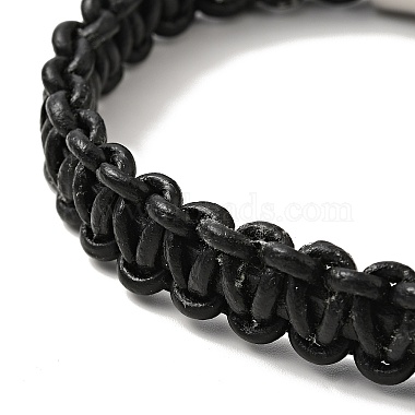 Black Leather Braided Cord Bracelet with 304 Stainless Steel Magnetic Clasp for Men Women(BJEW-C021-17)-4