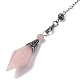 Pendules de radiesthésie pointus à facettes en losange en quartz rose naturel(G-Q184-05E-AS)-4