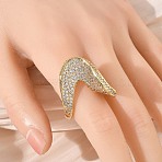 Brass Micro Pave Clear Cubic Zirconia Cuff Open Rings for Women, Twist, Long-Lasting Plated, Rack Plating, Real 18K Gold Plated, 25mm, US Size 6(16.5mm)(RJEW-L343-15G)