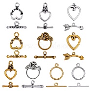 100Sets 10 Style Alloy Toggle Clasps, Bracelet Closures, Cadmium Free & Lead Free, Mixed Shapes, Golden & Silver, 10sets/style(FIND-SZ0002-15)