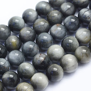 Natural Hawk's Eye Beads Strands, Eagle Eye Stone, Round, Grade AB, 8~8.5mm, Hole: 1mm, about 51pcs/strand, 15.7 inch(40cm)(G-L478-02-8mm)