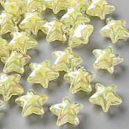 Transparent Acrylic Beads, Bead in Bead, AB Color, Star, Light Yellow, 15.5x16x9.5mm, Hole: 3mm, about 569pcs/500g(TACR-S152-11B-07)