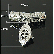 Brass Pinch Bails, Leaf, Platinum, 28x25mm, Hole: 5mm(KK-E737-05P)