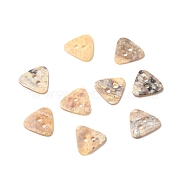 2-Hole Natural Akoya Shell Buttons, Mother of Pearl Shell, Triangle, Wheat, 10.5x10x1mm, Hole: 1.6mm(BSHE-G029-09)