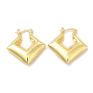 Rack Plating Brass Rhombus Hoop Earrings for Women, Lead Free & Cadmium Free, Real 18K Gold Plated, 30.5x30x7.5mm, Pin: 0.7mm(EJEW-G342-01G)