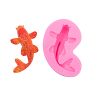 Koi/Carp Food Grade Silicone Molds, Fondant Molds, For DIY Cake Decoration, Chocolate, Candy, UV Resin & Epoxy Resin Jewelry Making, Hot Pink, 72x46x22mm, Inner Diameter: 60x34mm(DIY-F072-29)