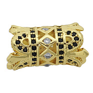 Brass Micro Pave Cubic Zirconia European Beads, Column, Light Gold, 17.5x10mm, Hole: 5.5mm, 3pcs/bag(KK-T030-LA833-2X3)