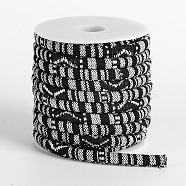Ethnic Cord Polyester Cords, Black, 7x5mm, 10yards/roll(OCOR-M005-06)
