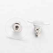 Brass Plastic Ear Nuts, Bullet Clutch Earring Backs with Pad, for Stablizing Heavy Post Earrings, Platinum, 11.5x6mm, Hole: 1mm(KK-F371-17P)