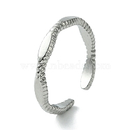 304 Stainless Steel Open Cuff Ring, Blank Oval, Stainless Steel Color, US Size 7 1/4(17.5mm)(RJEW-L110-046P)