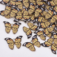 Printed Alloy Pendants, with Enamel, Butterfly, Light Gold, Goldenrod, 15.5x22x2mm, Hole: 1.8mm(X-PALLOY-R111-01F)