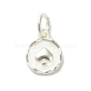 Sterling Silver Charms, with Jump Ring, with S925 Stamp, Peach, 11x8.5x1.5mm, Hole: 3.5mm(STER-E070-03B)