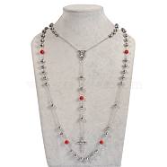 304 Stainless Steel Rosary Bead Necklaces, with Lobster Clasps, Stainless Steel Color, 19.6 inch(50cm)(NJEW-L347-40P)