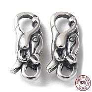 925 Thailand Sterling Silver Lobster Claw Clasps, Elephant, Antique Silver, 17x8x5mm, Hole: 2.5x2mm(STER-D003-37AS)