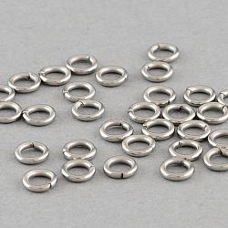 304 Stainless Steel Open Jump Rings, Stainless Steel Color, 20 Gauge, 5x0.8mm, Inner Diameter: 3.4mm(A-STAS-Q186-02-5X0.8mm)
