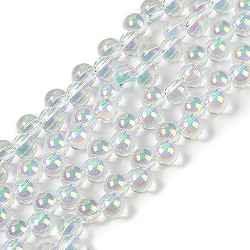 Electroplate Glass Beads Strands, Pearl Luster Plated, Bulb, Clear AB, 5mm, Hole: 1mm, about 98pcs/strand, 15.35''(39cm)(GLAA-Q105-01C)