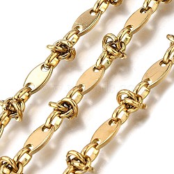Ion Plating(IP) 304 Stainless Steel knot with Oval Link Chains, Unwelded, Real 18K Gold Plated, 11.5x6x1.5mm(CHS-S012-04G)