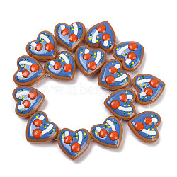 Hanmade Heart Lampwork Beads Strands, Mushroom, 24x24x11mm, Hole: 1.4mm, about 15pcs/strand, 14.17''(36cm)(LAMP-P069-04A-02)