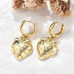 Brass Hoop Earrings Lead Free & Cadmium Free, Real 18K Gold Plated, Long-Lasting Plated, Rack Plating, Strawberry, Real 18K Gold Plated, 40x19mm(EJEW-R016-08G-01)