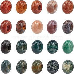 Natural Indian Agate European Beads, Large Hole Beads, Rondelle, 14x8mm, Hole: 6mm, 30pcs/box(G-NB0001-33B)