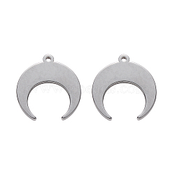 Tarnish Resistant 304 Stainless Steel Pendants, Laser Cut, Crescent Moon/Double Horn, Stainless Steel Color, 16x15x1mm, Hole: 1.2mm(STAS-N092-102)