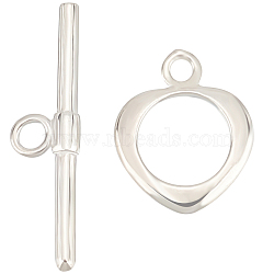 Beebeecraft 2 Sets 925 Sterling Silver Toggle Clasps, Ring, Silver, Clasps: 13x11mm  21x6mm, Bar: 21x6mm, Hole: 1mm(STER-BBC0005-28)