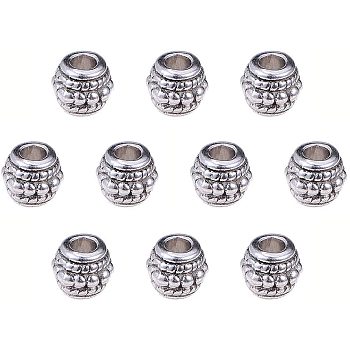 Tibetan Silver Alloy Beads, Barrel, Antique Silver, 8x6.5mm, Hole: 3.5mm, 100pcs/box