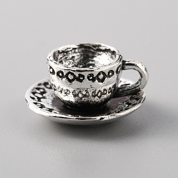 Tibetan Style Alloy Charms, for DIY Accessories, Cup, Antique Silver, 14x7mm, Hole: 2mm