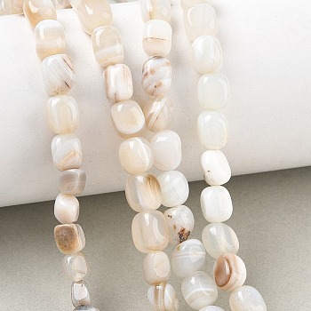 Natural Banded Agate Beads Strands, Nuggets, Tumbled Stone, 6~8.5x6~7.5x5~8mm, Hole: 0.9mm, about 27~35pcs/strand, 7.48~8.26''(19~21cm)