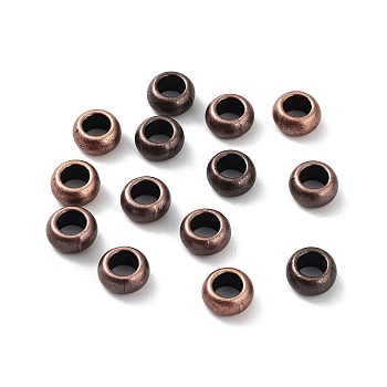 Tibetan Style Alloy Beads, Large Hole Beads, Rondelle, Red Copper, 9.5x5mm, Hole: 5.5mm