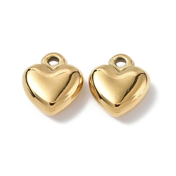 Ion Plating(IP) 304 Stainless Steel Charms, Heart Charm, Real 18K Gold Plated, 12.5x11x4.5mm, Hole: 1.6mm