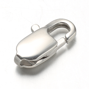 304 Stainless Steel Lobster Claw Clasps, Stainless Steel Color, 16x8x4mm, Hole: 1x1.5mm