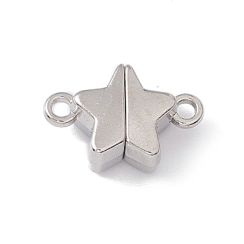 Star Alloy Magnetic Clasps, for Pendants Necklaces Making, Silver, 11x16x6mm, Hole: 1.5mm