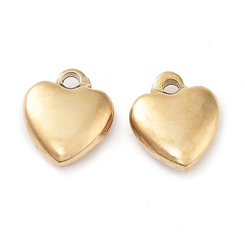304 Stainless Steel Charms, Heart Charm, Real 14K Gold Plated, 8x7x2.5mm, Hole: 1mm