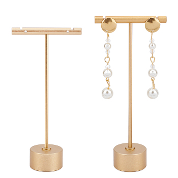 Alloy Earring Display Stands, Square, Matte Gold Color, 44~45x60x110~130mm, 2sets/bag