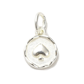 Sterling Silver Charms, with Jump Ring, with S925 Stamp, Peach, 11x8.5x1.5mm, Hole: 3.5mm