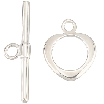 Beebeecraft 2 Sets 925 Sterling Silver Toggle Clasps, Ring, Silver, Clasps: 13x11mm  21x6mm, Bar: 21x6mm, Hole: 1mm