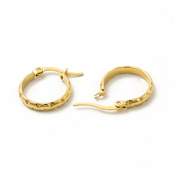201 Stainless Steel Grooved Hoop Earrings with 304 Stainless Steel Pins for Women, Golden, 20x19x3mm, Pin: 0.6x1mm