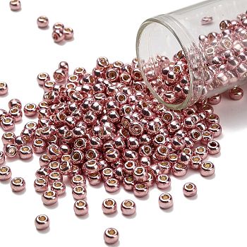 TOHO 6/0 Round Beads, Japanese Seed Beads, (PF552) PermaFinish Subtle Pink Metallic, 4mm, Hole: 1.5mm, about 840pcs/50g