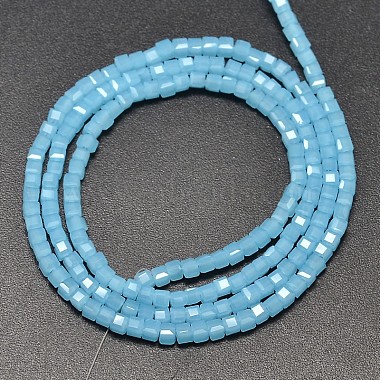 Faceted Cube Imitation Jade Glass Beads Strands(EGLA-J133-A01)-2