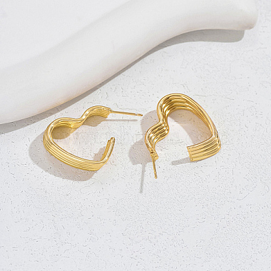 Brass Heart Stud Earrings(XG2436)-3