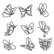 PVC Wall Stickers, for Wall Decoration, Butterfly Pattern, Black, 290x780mm(DIY-WH0377-086)