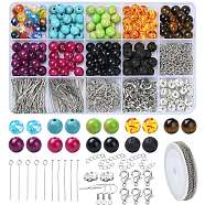 DIY Natural & Synthetic Mixed Gemstone Necklaces Dangle Earrings Making Kit, Jewelry Set, 8~8.5mm, Hole: 0.8~1mm(DIY-YW0008-59)