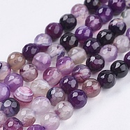 Natural Madagascar Agate Beads Strands, Faceted, Round, Dyed & Heated, Purple, 6mm(X-G-N213A-61)