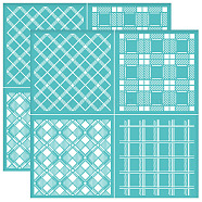 Self-Adhesive Silk Screen Printing Stencil, for Painting on Wood, DIY Decoration T-Shirt Fabric, Turquoise, Tartan, 220x220mm(DIY-WH0527-004)