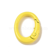 Spray Painted Alloy Spring Gate Rings, Oval, Yellow, 19.5x15x4.5mm(AJEW-C035-01L)