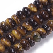 Natural Tiger Eye Beads Strands, Rondelle, 8~8.4x5~5.5mm, Hole: 0.8mm, about 73pcs/strand, 15.11 inch~15.23 inch(38.4~38.7cm)(G-E541-06)