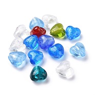 Handmade Silver Foil Glass Beads, Heart, Mixed Color, 12x12x8mm, Hole: 2mm(X-FOIL-R050-12x8mm-M)